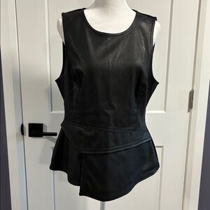 Faux leather peplum top